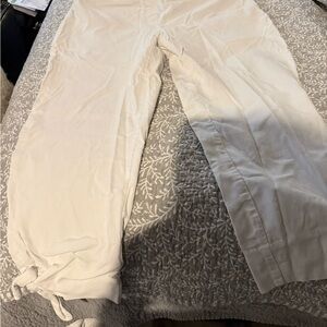 White Cropped Pull On Pants